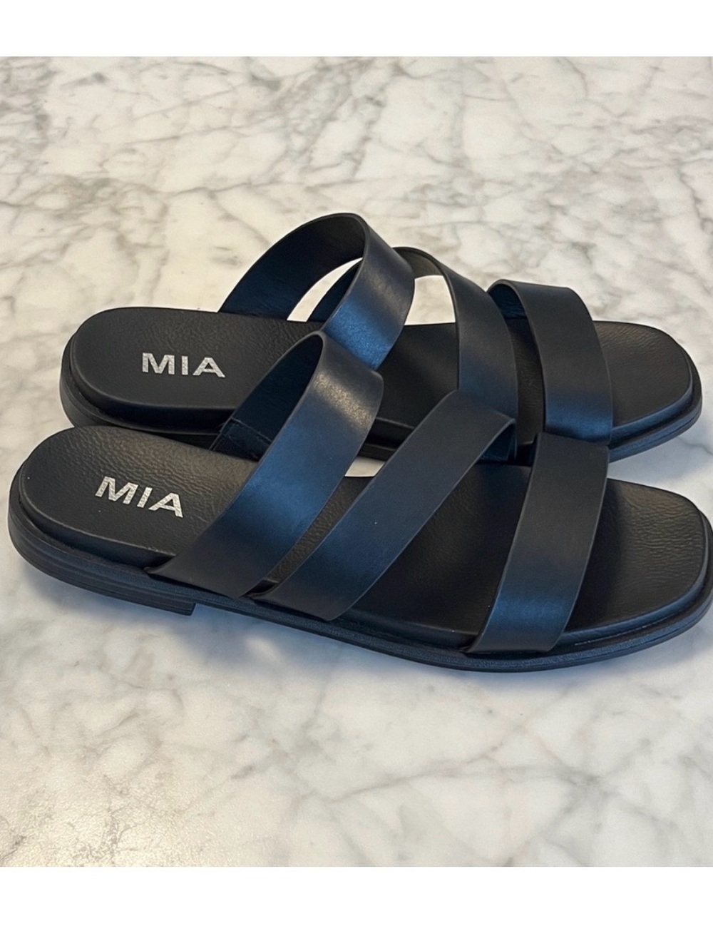 MIA Midnight Black Slide Sandals Size 6.5